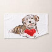 Chiot avec cadeau de coeur pour vous ensemble de s (Serviette à main)