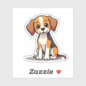 Chiot Beagle Kawaii – Autocollant Pose Assise (Feuille)