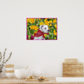 Chiot blanc boxer dans affiche tulips (Cuisine)