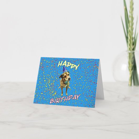 Chiot Casquette Anniversaire - Carte de voeux plié (Devant)