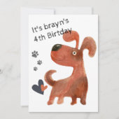 chiot chien mignon invitations de 4e anniversaire (Devant)