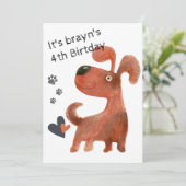 chiot chien mignon invitations de 4e anniversaire (Debout devant)