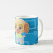 Chiot Cyan bleu clair Carré Mug (Devant droit)