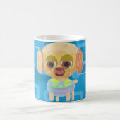 Chiot Cyan bleu clair Carré Mug (Centre)