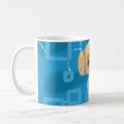 Chiot Cyan bleu clair Carré Mug (Gauche)