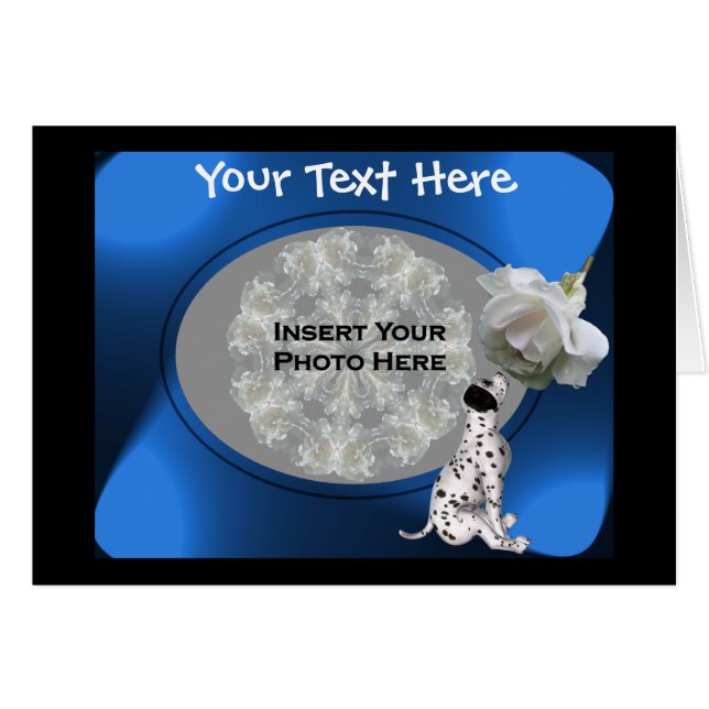 Chiot dalmate Et Carte photo Rose blanche (Devant horizontal)