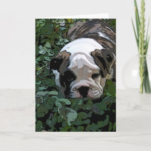 Chiot dans la carte de voeux Pansies