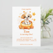 Chiot dans un citrouille : Invitation à la fête d' (Debout devant)