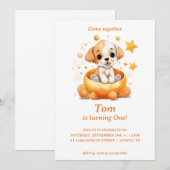 Chiot dans un citrouille : Invitation à la fête d' (Devant / Derrière)