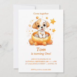 Chiot dans un citrouille : Invitation à la fête d'