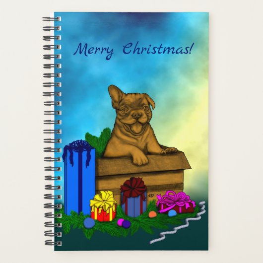 Chiot dans une boîte, Joyeux Noël (Devant)