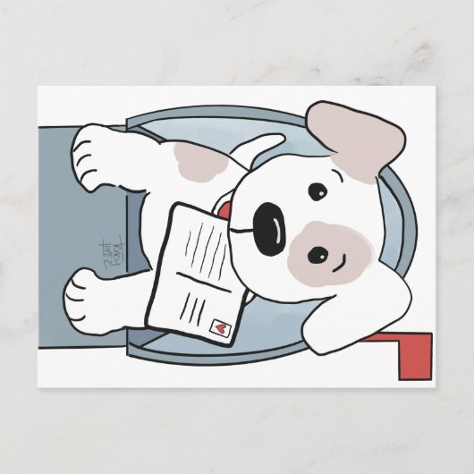 Chiot dans une carte postale boîte aux lettres (Devant)