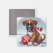 Chiot de boîte portant un aimant rouge à l'écharpe (Recto/Verso)