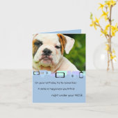 Chiot de bouledogue toute la carte de voeux (Fleur jaune)