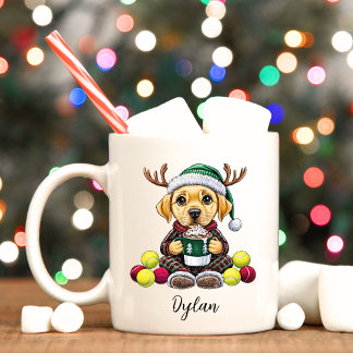 Chiot de laboratoire jaune Mug de Noël personnalis