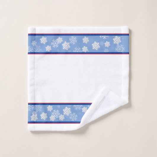 Chiot de Noël en bleu avec flacons blancs (Gant de toilette)
