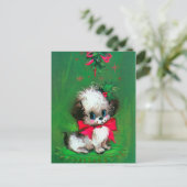 Chiot de Noël rétro vintage Carte postale (Debout devant)