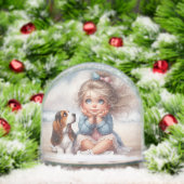 Chiot de poche de fille et de basset (Noël)