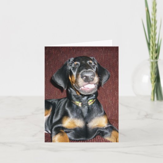 Chiot de poche Doberman Souriant - Carte de note v (Devant)