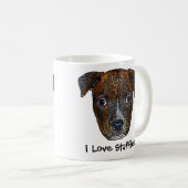 Chiot de Staffie "j'aime Staffies !" Tasse (Devant droit)