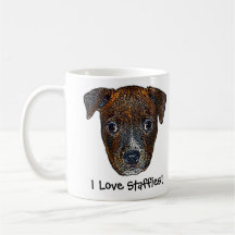 Chiot de Staffie "j'aime Staffies !" Tasse