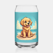 Chiot doré mignon sur une scène de plage ensoleill (Verso)