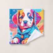 Chiot en design de manteau bleu (Gant de toilette)