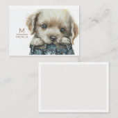 Chiot en Jeans Art Monogramme Carte de note person (Devant / Derrière)