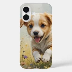 Chiot en jeu dans le champ iPhone / coque ipad