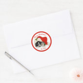 Chiot et chaton Joyeux Stickers ronds de Noël (Enveloppe)