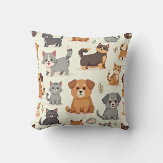 Chiot et Meow Coussin