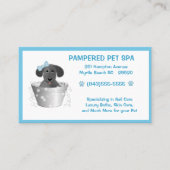 Chiot Groomer Dans Tub Carte de visite Bleu (Devant)