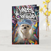 Chiot hip hop de la carte d'anniversaire (Fleur jaune)