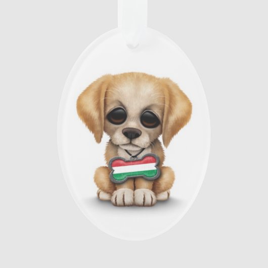 Chiot mignon avec l'étiquette de chien hongroise (devant)