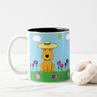 Chiot mignon de bande dessinée dans la tasse de