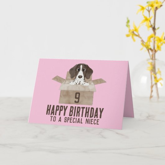 Chiot nièce dans boîte Carte d'anniversaire (Fleur jaune)