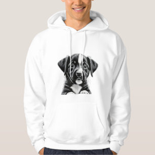 Chiot noir et blanc mignon – Sweat à capuche pour