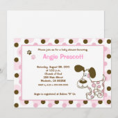 Chiot rose 5x7 Baby Shower Invitations (Devant / Derrière)