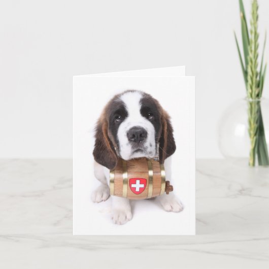 Chiot Saint Bernard avec une carte secourue en ton (Devant)