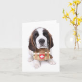 Chiot Saint Bernard avec une carte secourue en ton (Fleur jaune)