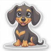 Chiot Teckel Adorable – Autocollant Pastel (Devant)