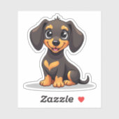 Chiot Teckel Adorable – Autocollant Pastel (Feuille)