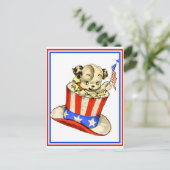 Chiot vintage avec carte postale (Debout devant)