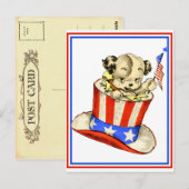Chiot vintage avec carte postale (Devant / Derrière)