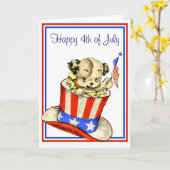Chiot vintage avec la carte de drapeau (Fleur jaune)