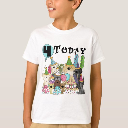 Chiots 4e anniversaire Bash Tshirts et cadeaux (Devant)
