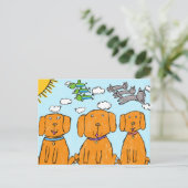 "Chiots au Soleil" Carte postale joyeuse (Debout devant)