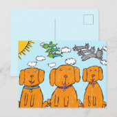 "Chiots au Soleil" Carte postale joyeuse (Devant / Derrière)