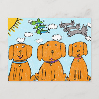 "Chiots au Soleil" Carte postale joyeuse