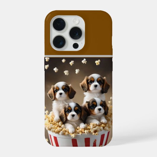 Chiots Cavalier Spaniel Quads Dans Le Popcorn, (Verso)